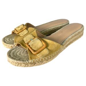 Veronica Beard Apa Suede Buckle Espadrille Sandals Desert Beige Size 7